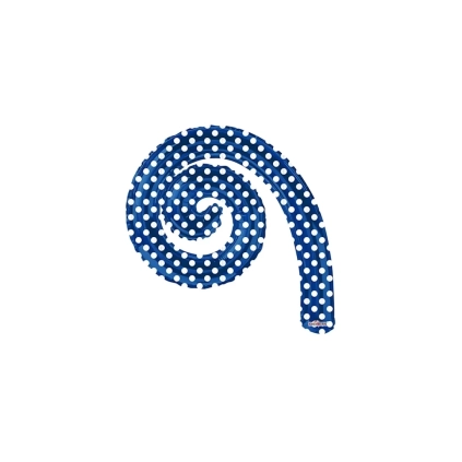 Palloncini Kurly Spiral Royal Blue Pois mini shape 14" (35cm) in mylar, 5pz.
