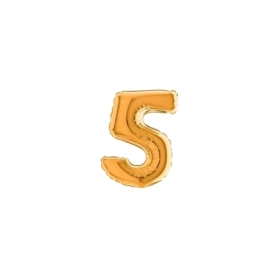 Palloncini numero 5 Oro micro shape 7" (17cm) in mylar, 5pz.