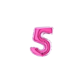 Palloncini numero 5 fucsia micro shape 7" (17cm) in mylar, 5pz.