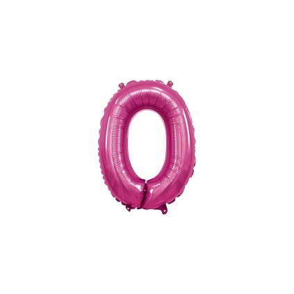 Palloncino numero 0 fucsia mini shape 14" (35cm) in mylar, 1pz.