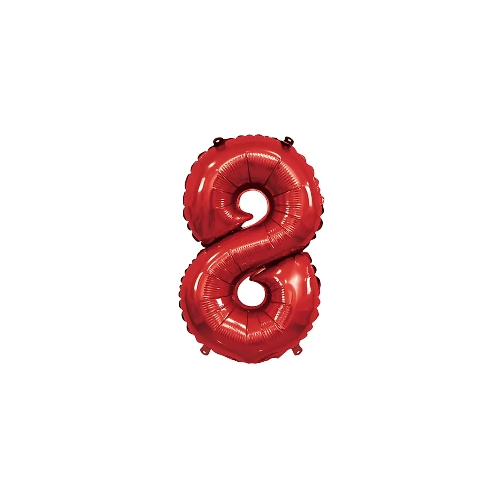 Palloncino numero 8 Rosso mini shape 14" (35cm) in mylar, 1pz.