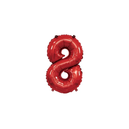 Palloncino numero 8 Rosso mini shape 14" (35cm) in mylar, 1pz.