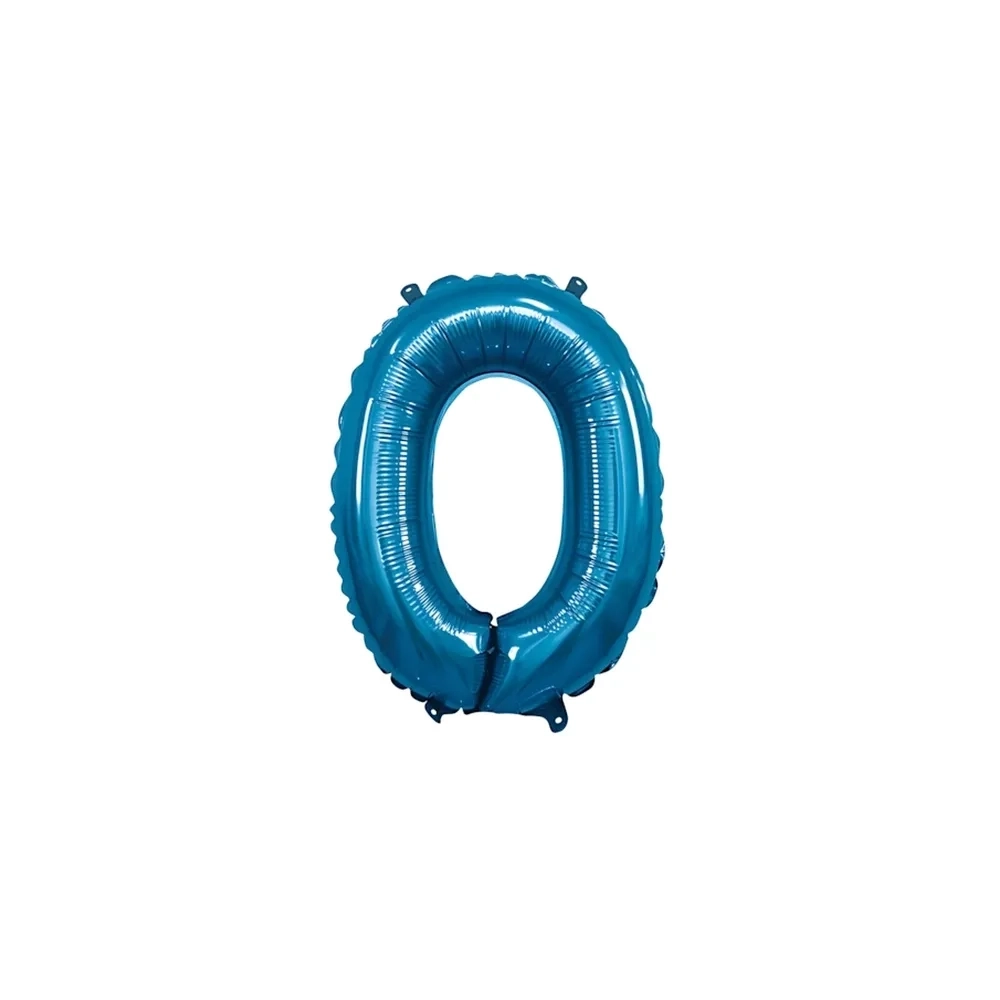 Palloncino numero 0 Blu mini shape 14" (35cm) in mylar, 1pz.
