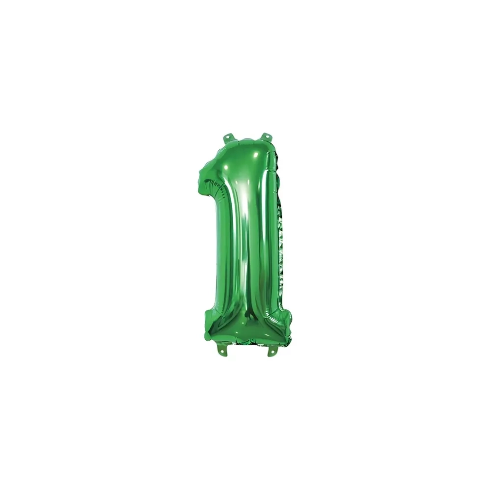 Palloncino numero 1 Verde mini shape 14" (35cm) in mylar, 1pz.