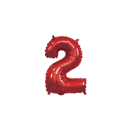 Palloncino numero 2 Rosso mini shape 14" (35cm) in mylar, 1pz.