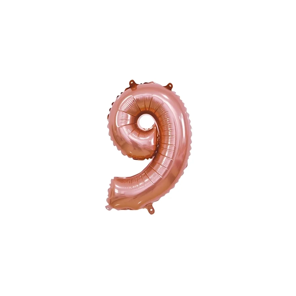 Palloncino numero 9 Rosa Gold mini shape 14" (35cm) in mylar, 1pz.