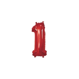 Palloncino numero 1 Rosso mini shape 14" (35cm) in mylar, 1pz.