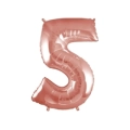 Palloncino numero 5 Rosa Gold super shape 40" (101cm) in mylar, 1pz.