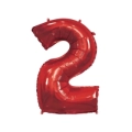 Palloncino numero 2 Rosso super shape 40" (101cm) in mylar, 1pz.