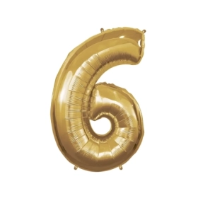 Palloncino numero 6 Oro super shape 40" (101cm) in mylar, 1pz.