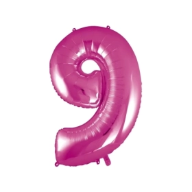 Palloncino numero 9 fucsia super shape 40" (101cm) in mylar, 1pz.
