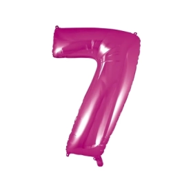 Palloncino numero 7 fucsia super shape 40" (101cm) in mylar, 1pz.