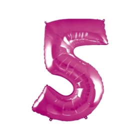 Palloncino numero 5 fucsia super shape 40" (101cm) in mylar, 1pz.