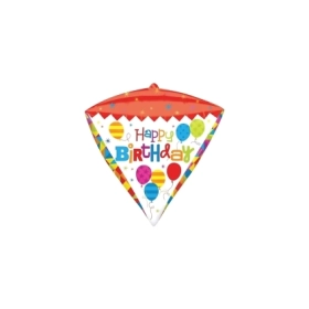 Palloncino Happy Birthday Diamante mini shape 16" (40cm) in mylar, 1pz.