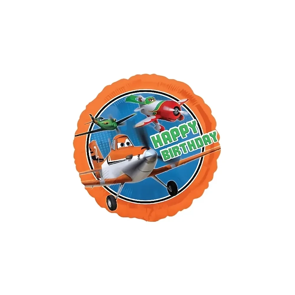Palloncino Planes Happy Birthday standard shape 18" (45cm) in mylar, 1pz.