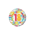 Palloncino Happy Birthday 18 a Pois e Linee standard shape 18" (45cm) in mylar, 1pz.