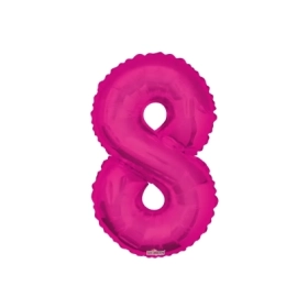 Palloncino numero 8 fucsia salva elio super shape 34" (86cm) in mylar, 1pz.