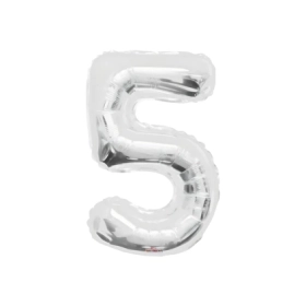 Palloncino numero 5 Argento salva elio super shape 34" (86cm) in mylar, 1pz.