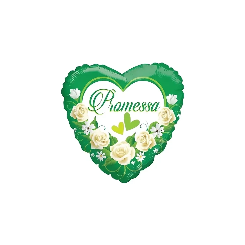 Palloncino cuore verde Promessa standard shape 18" (45cm) in mylar, 1pz.