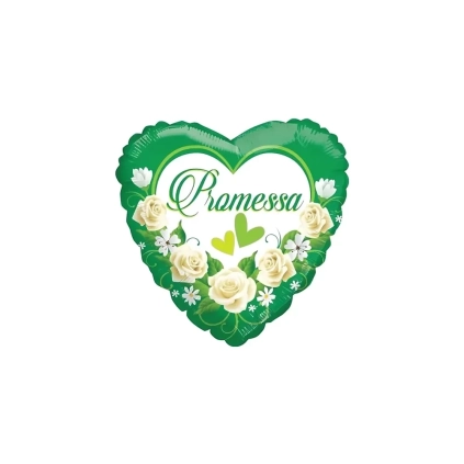 Palloncino cuore verde Promessa standard shape 18" (45cm) in mylar, 1pz.