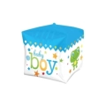 Palloncino Cubo con testo Baby Boy super shape 27" (68cm) in mylar, 1pz.