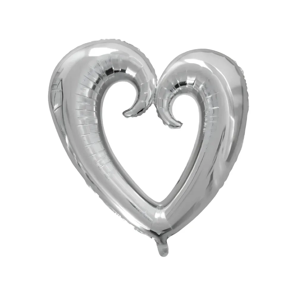 Palloncino Cuore Argento Stilizzato mega shape 42" (106cm) in mylar, 1pz.