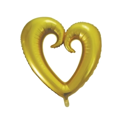 Palloncino Cuore Oro Stilizzato mega shape 42" (106cm) in mylar, 1pz.