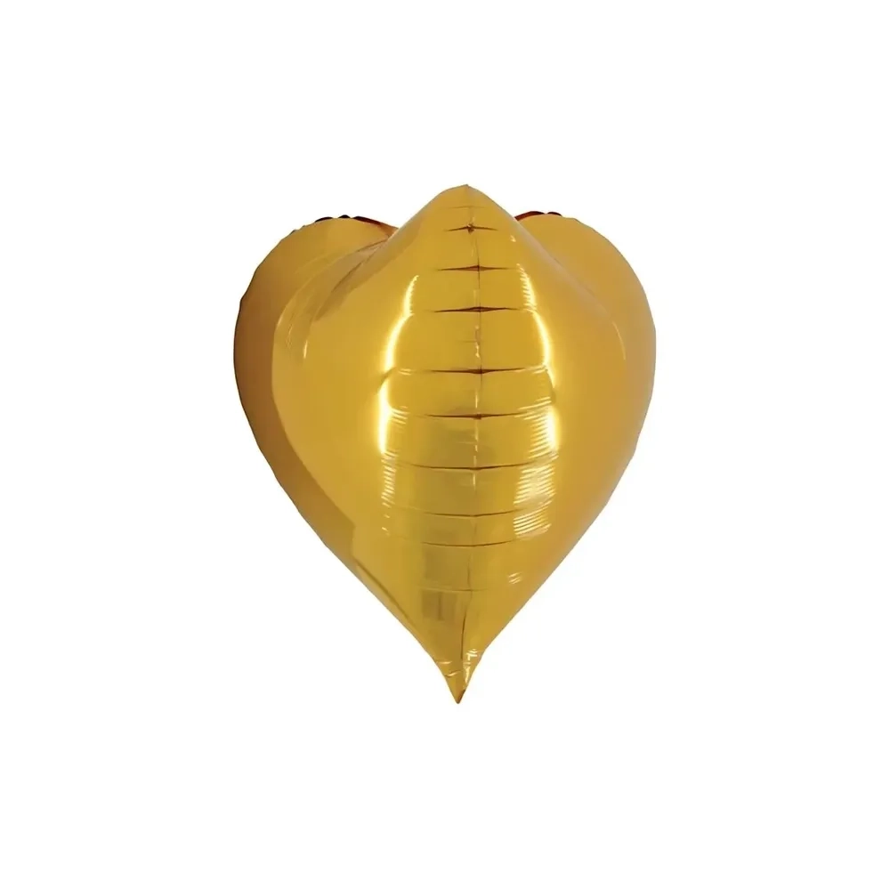 Palloncino Cuore 3D Oro super shape 26" (66cm) in mylar, 1pz.