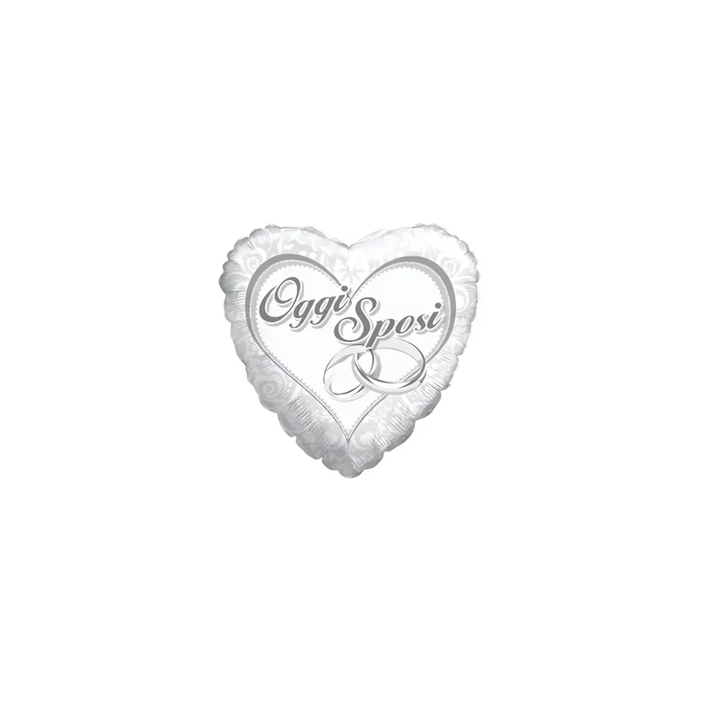Palloncini Oggi Sposi cuore mini shape 9" (22cm) in mylar, 5pz.