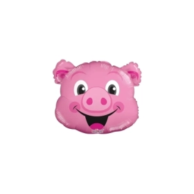 Palloncini testa Maiale mini shape 14" (35cm) in mylar, 5pz.