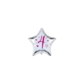 Palloncini stelline con numero 4 fucsia micro shape 4" (10cm) in mylar, 5pz.