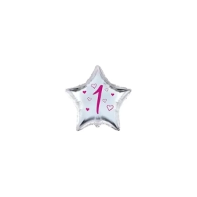 Palloncini stelline con numero 1 fucsia micro shape 4" (10cm) in mylar, 5pz.