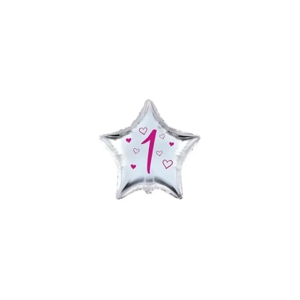 Palloncini stelline con numero 1 fucsia micro shape 4" (10cm) in mylar, 5pz.