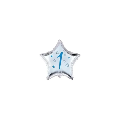 Palloncini stelline con numero 1 blu micro shape 4" (10cm) in mylar, 5pz.
