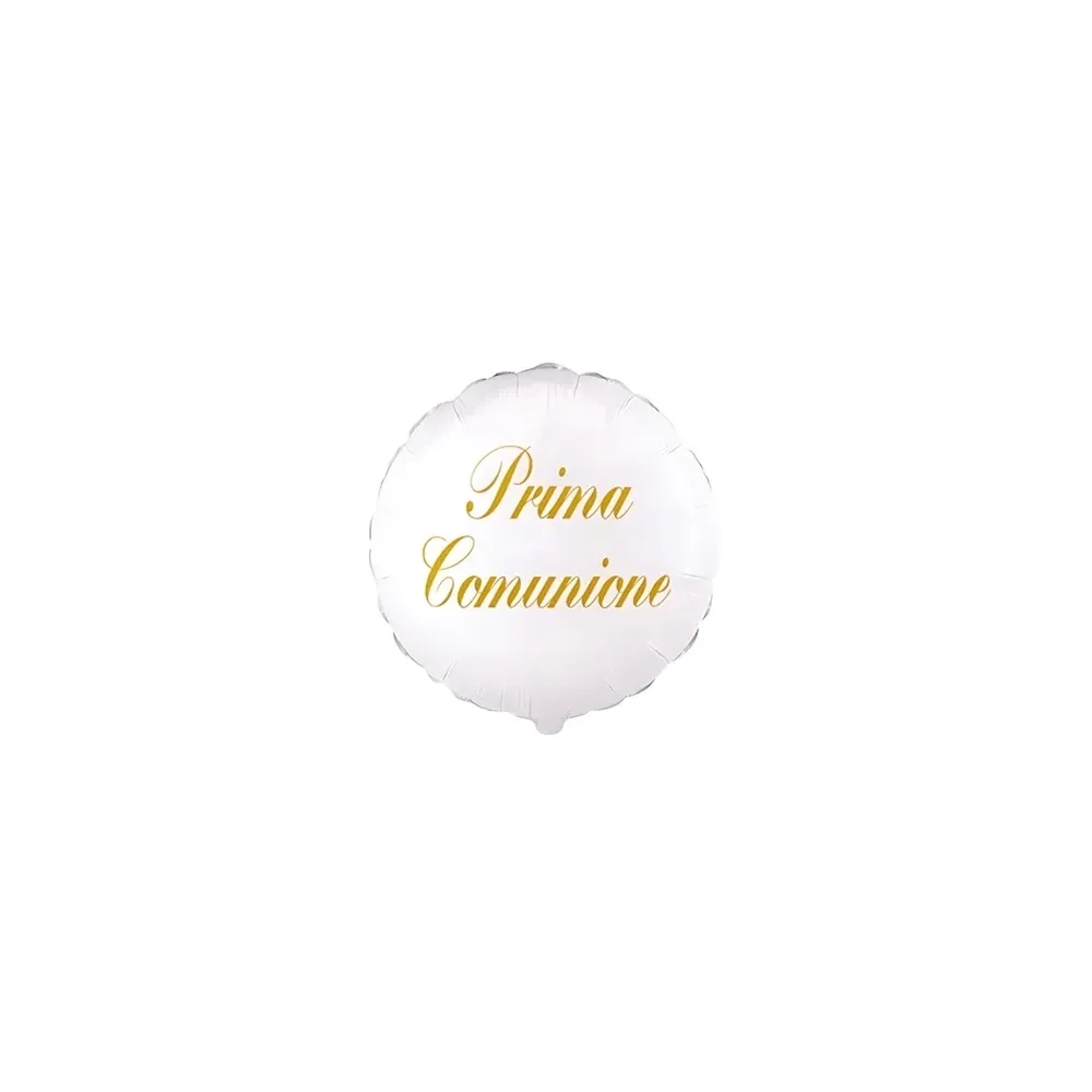 Palloncini Prima Comunione Bianco tondo micro shape 4" (10cm) in mylar, 5pz.