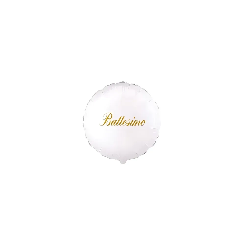 Palloncini Battesimo Bianco tondo micro shape 4" (10cm) in mylar, 5pz.