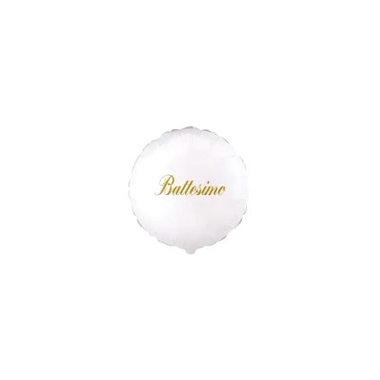 Palloncini Battesimo Bianco tondo micro shape 4" (10cm) in mylar, 5pz.