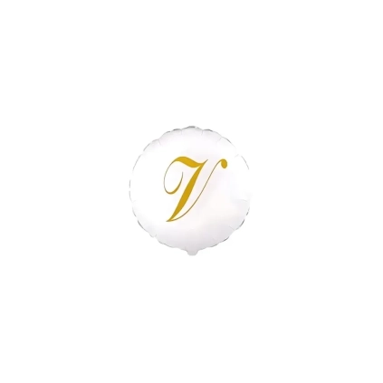 Palloncini Lettera V Dorata su palloncino bianco micro shape 4" (10cm) in mylar, 5pz.