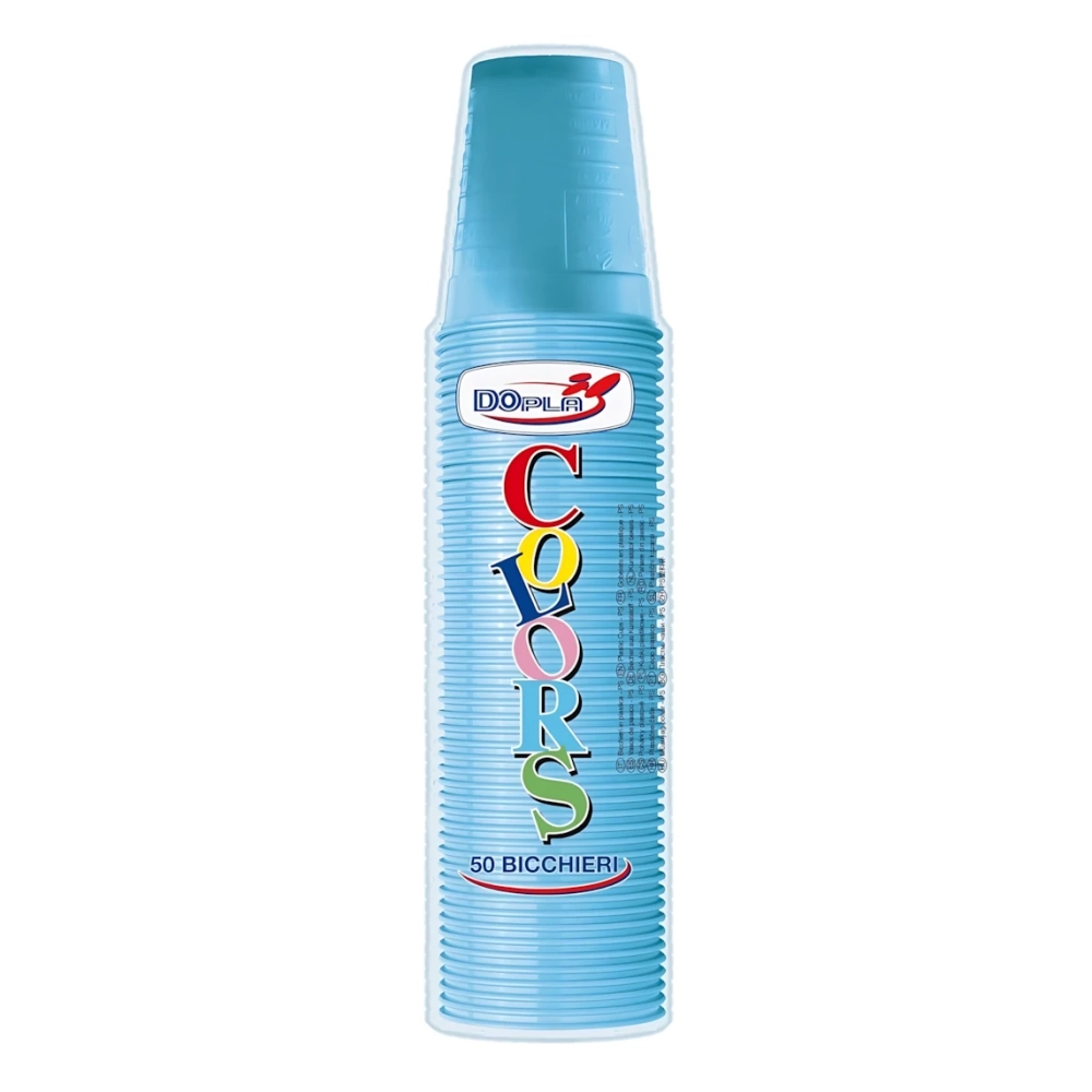 Bicchieri Turchese 200ml in plastica riutilizzabili, 50pz.