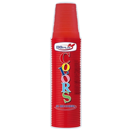 Bicchieri Rossi 200ml in plastica riutilizzabili, 50pz.