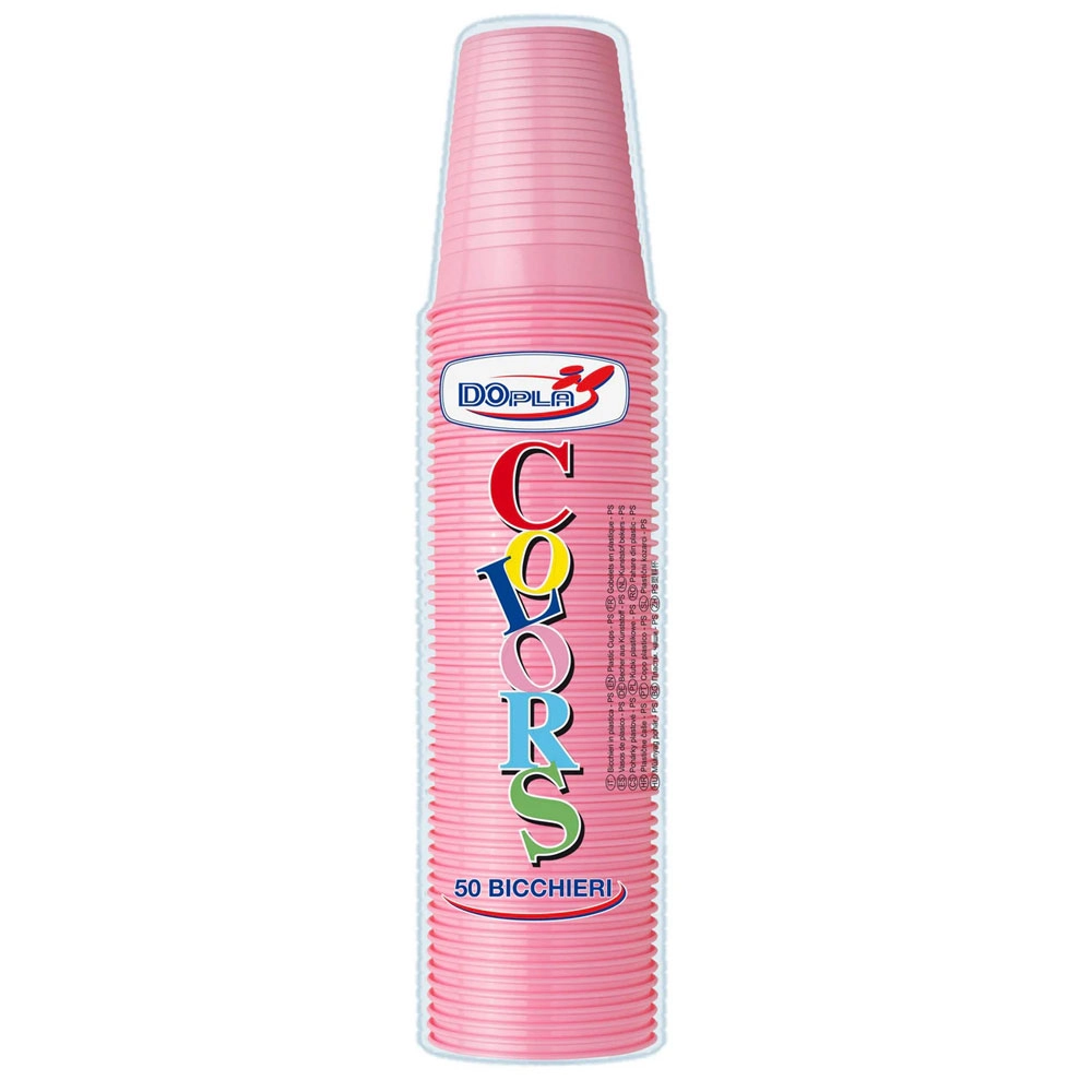 Bicchieri Rosa 200ml in plastica riutilizzabili, 50pz.