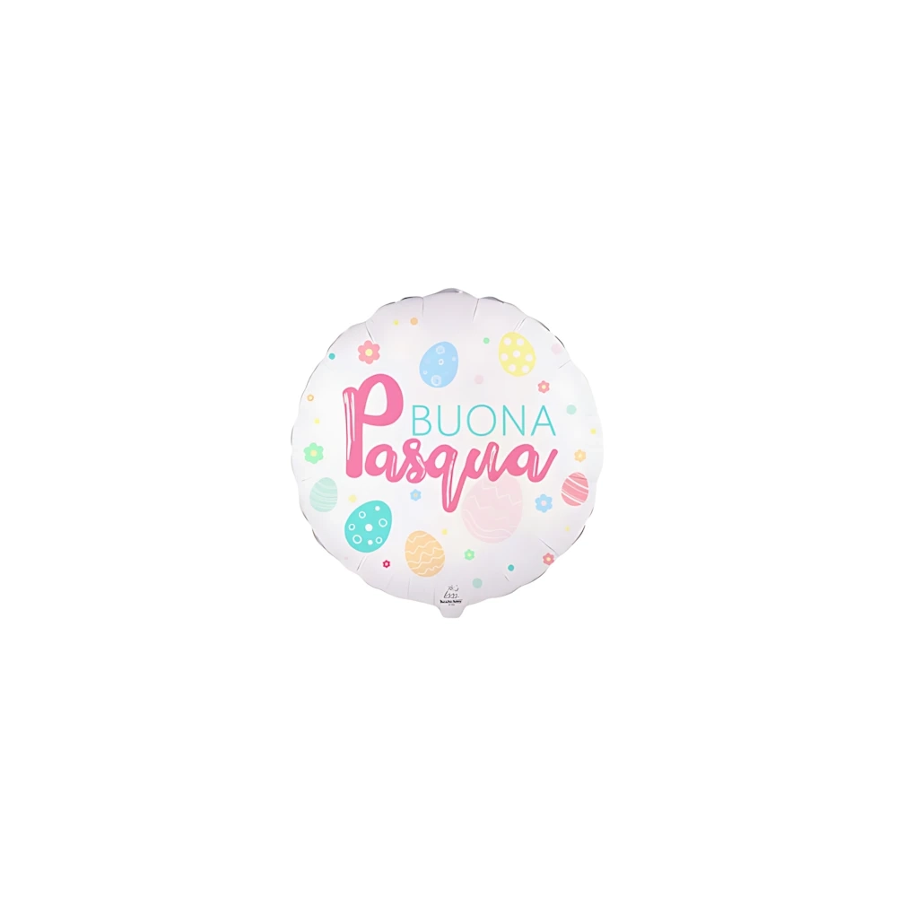 Palloncino Buona Pasqua Bianco con decori primaverili, 4" (10cm), 5pz,