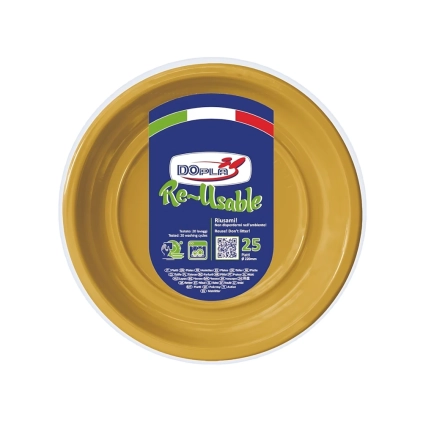 Piatti Fondi Oro 20,5cm riutilizzabili, 25pz.