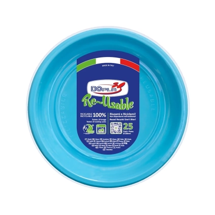 Piatti Piani Turchese 22cm, riutilizzabili 25pz.