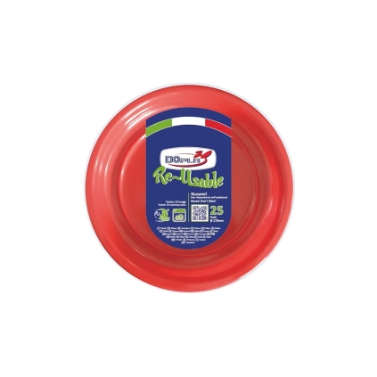 Piatti Frutta Rossi 17cm riutilizzabili, 25pz.