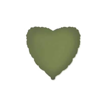 Palloncino Cuore Verde Oliva Satinato 18" (45cm), 1pz.