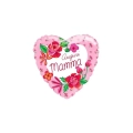 Palloncino a cuore Auguri Mamma standard shape 18" (45cm) in mylar, 1pz.
