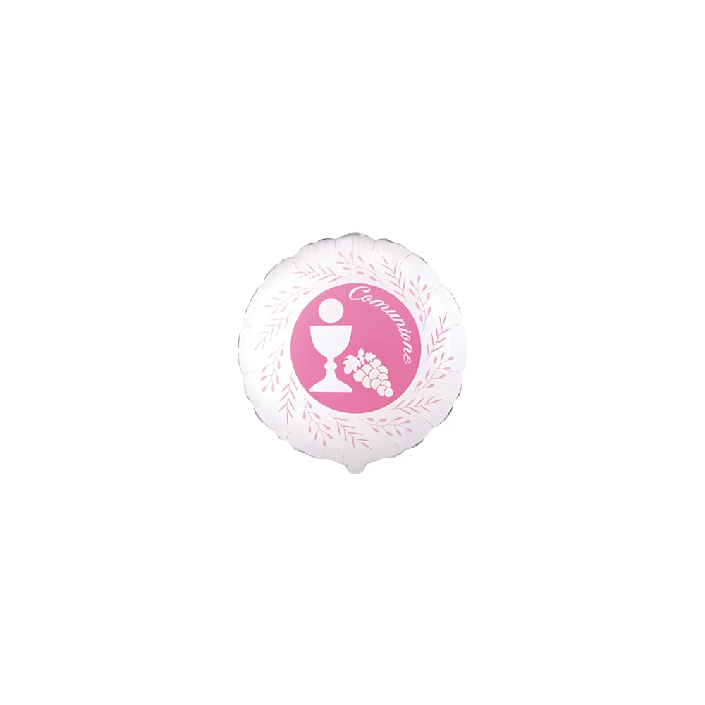 Palloncino Comunione Foglie di Ulivo Rosa tondo 4''(10cm), 5pz.