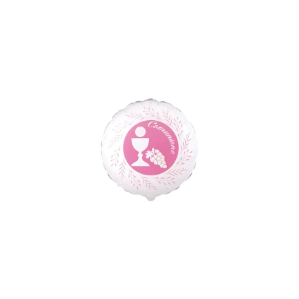Palloncino Comunione Foglie di Ulivo Rosa tondo 4''(10cm), 5pz.