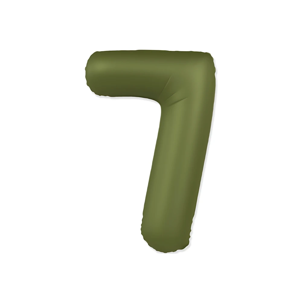Palloncino Numero 7 Slim Mate Verde Oliva Satinato 37" (86cm), 1pz.